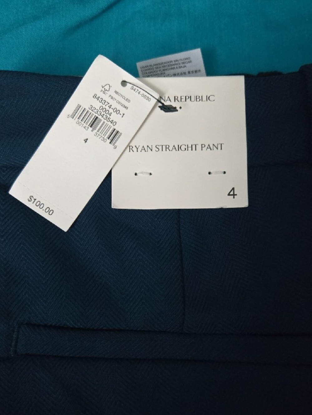 Womens Banana Republic Dark Teal Dress Pants - Picture 2 of 3